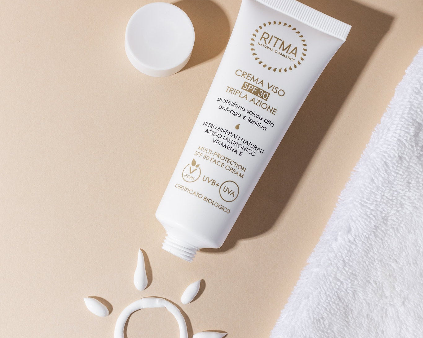 Crema viso SPF 30 Ritma Natural Cosmetics con filtri minerali naturali