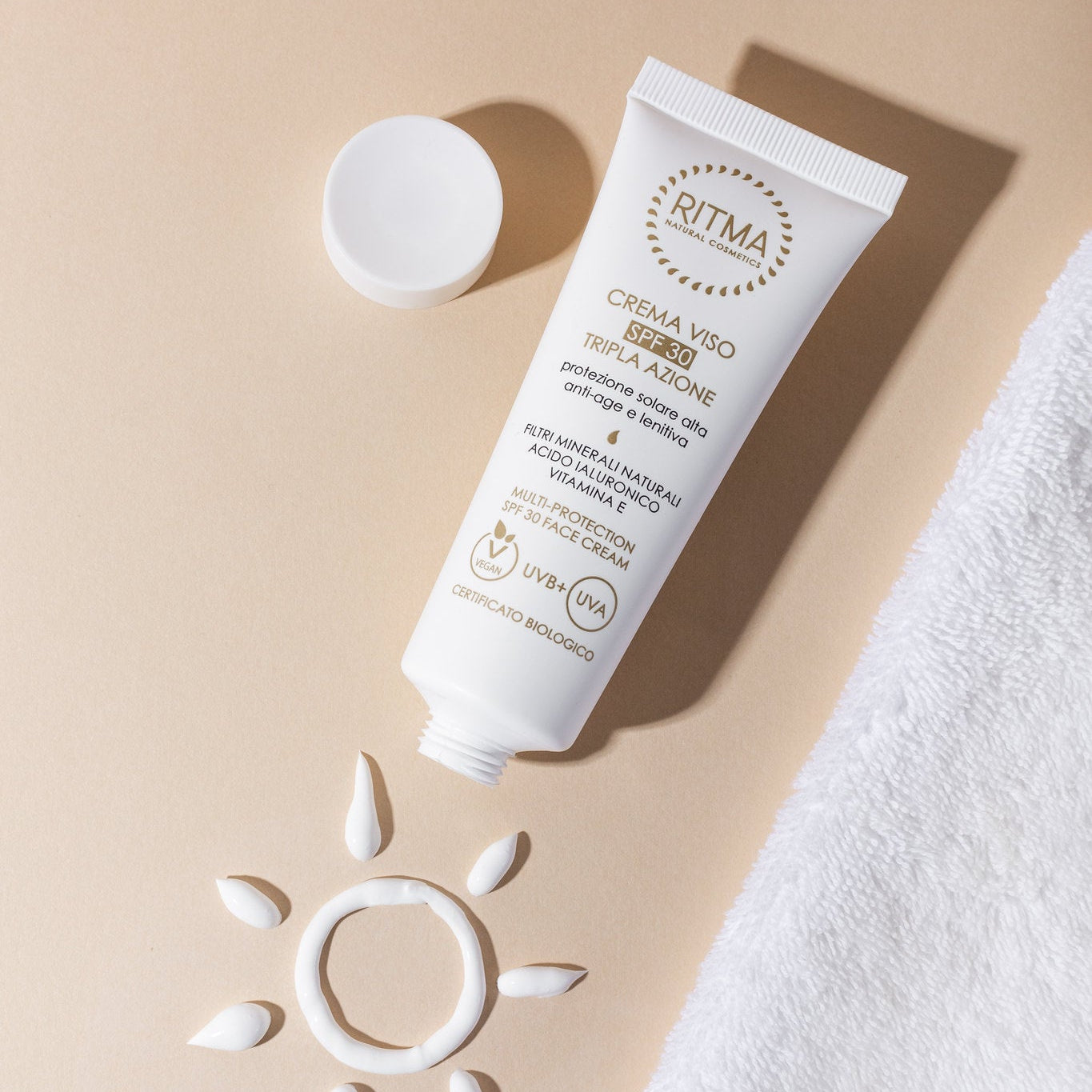 Crema viso SPF 30 Ritma Natural Cosmetics con filtri minerali naturali