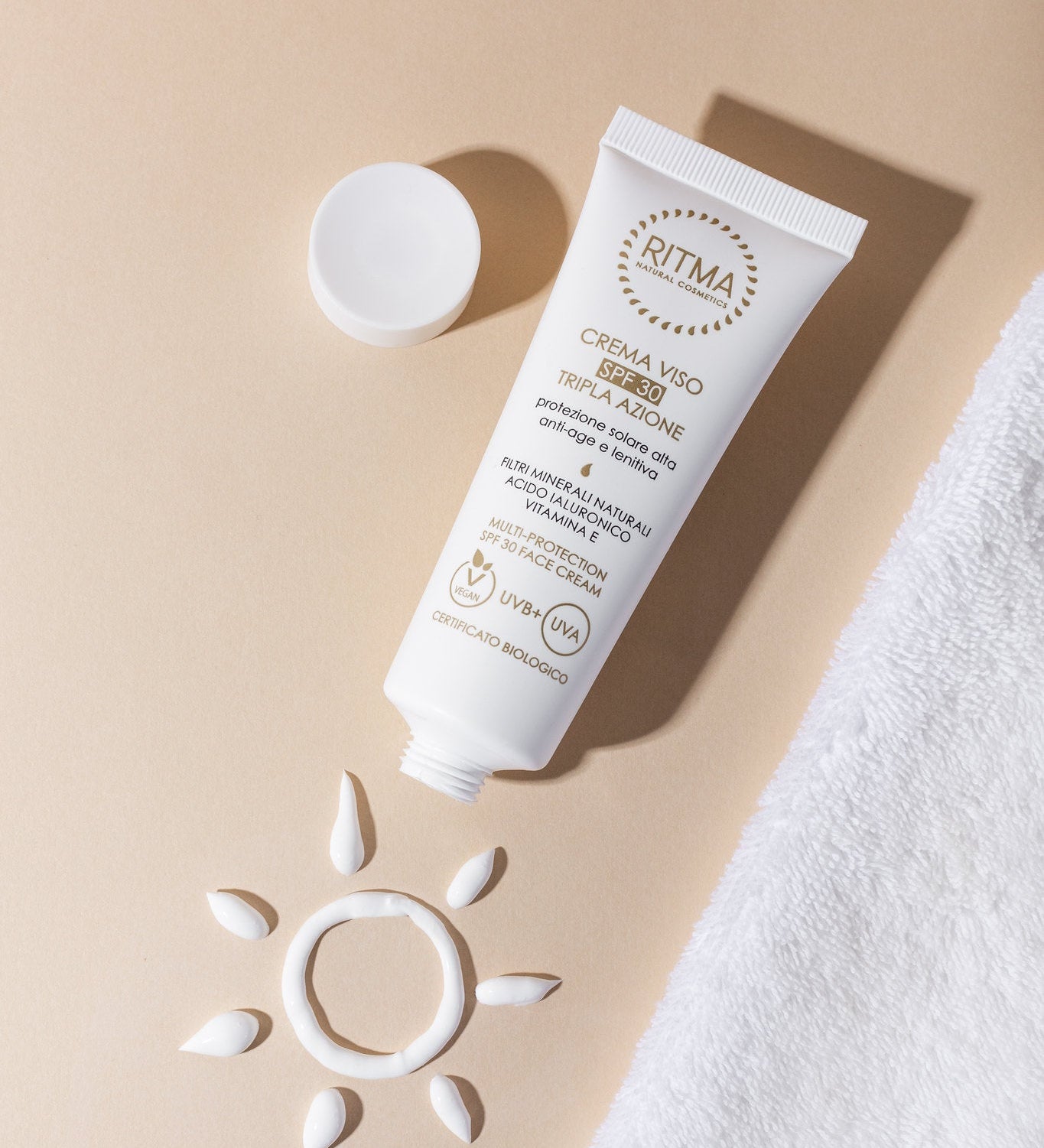 Crema viso SPF 30 Ritma Natural Cosmetics con filtri minerali naturali