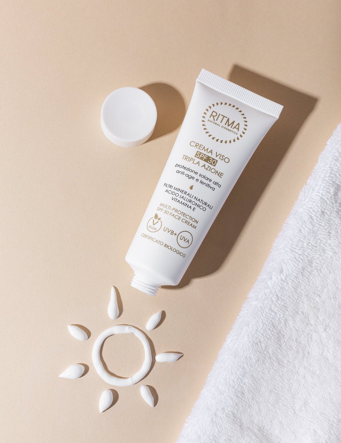 Crema viso SPF 30 Ritma Natural Cosmetics con filtri minerali naturali